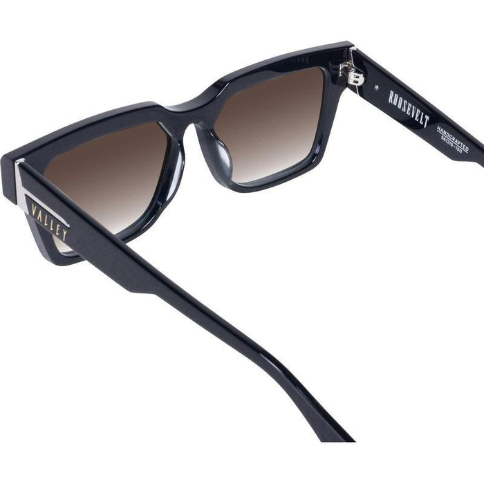Roosevelt, Gloss Black with Silver Metal/Brown Gradient Lenses