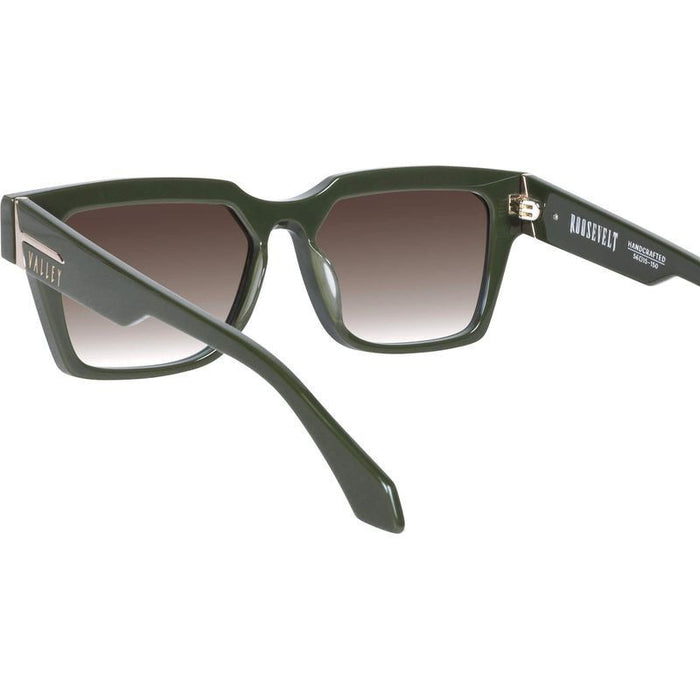 Roosevelt, Army Green with Gold Metal/Brown Gradient Lenses