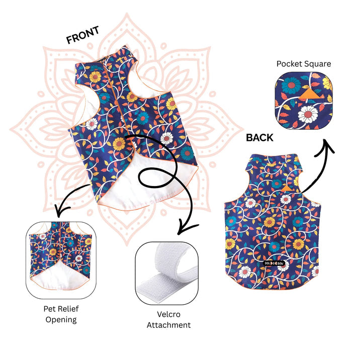 Royal Blue Floral Sherwani