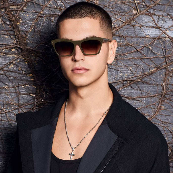 Royale, Dark Khaki Green with Gold Metal/Brown Gradient Lenses