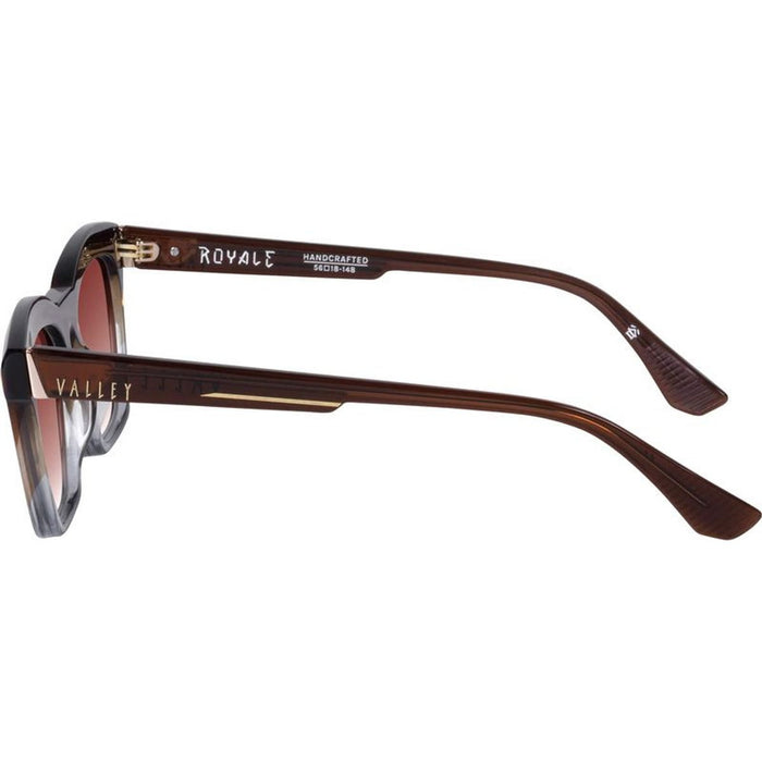 Royale, Transparent Chocolate Fade To Crystal with Gold Metal/Dark Orange Gradient Lenses