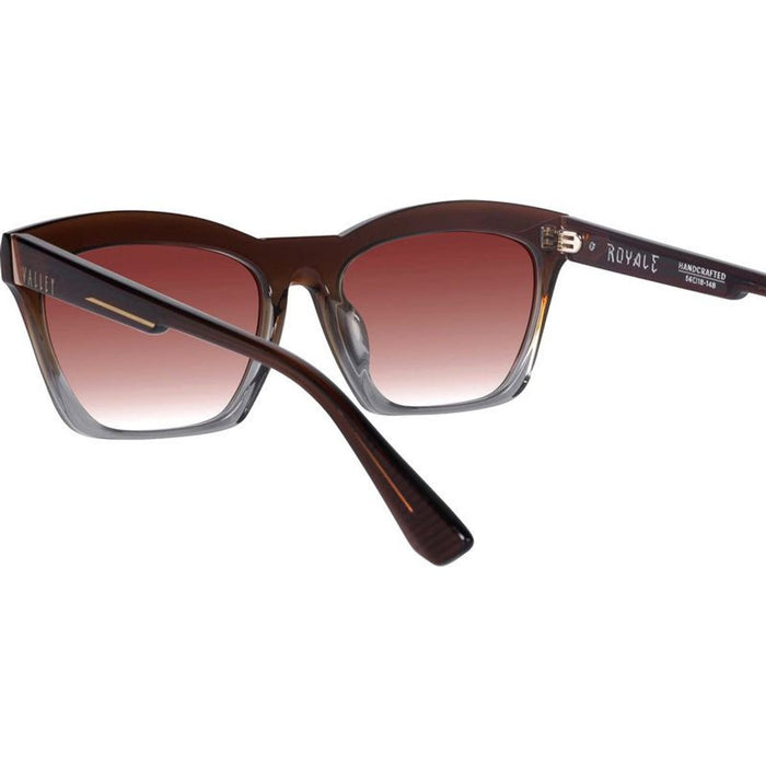 Royale, Transparent Chocolate Fade To Crystal with Gold Metal/Dark Orange Gradient Lenses