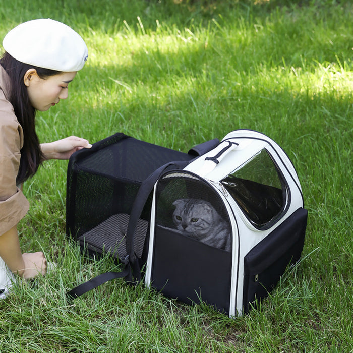 Sac à dos de transport pour animaux de compagnie, extensible et doté d'un filet respirant, pour petits chiens et chats jusqu'à 8 kg.