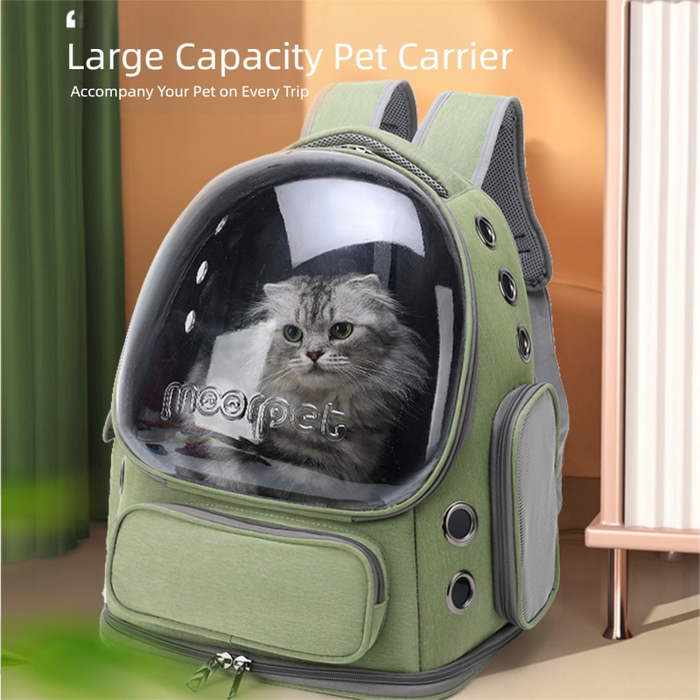 Sac à dos de transport pour chat, grand sac à dos à bulles pour chien et petit animal de compagnie de moins de 9 kg (vert)