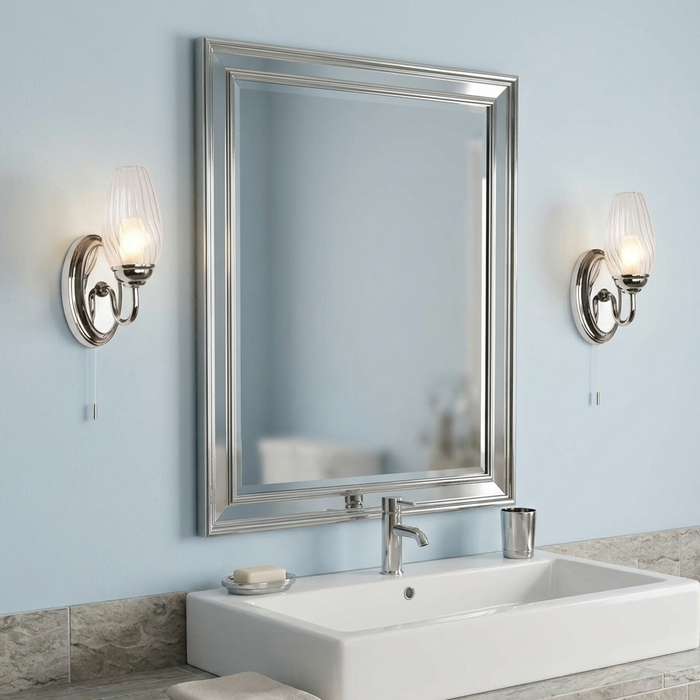 Sater Chrome Finish Bathroom Wall Light — close-up detail