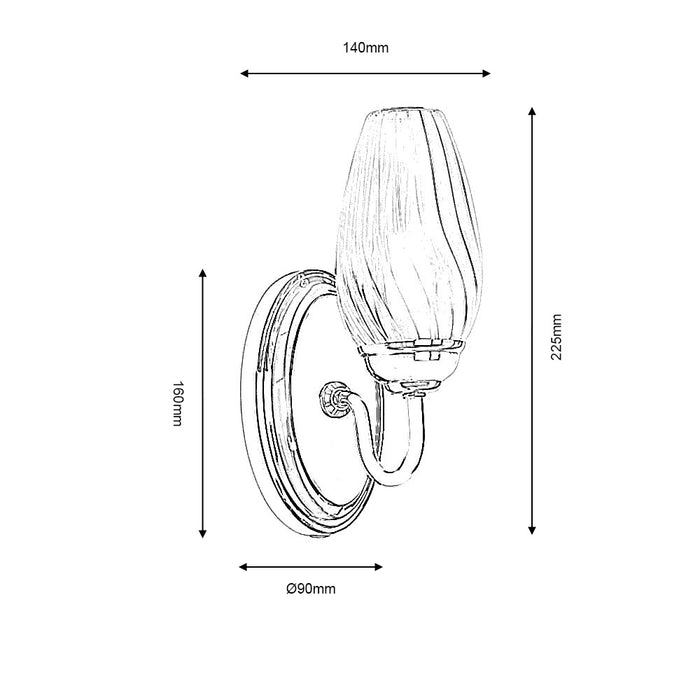 Sater Chrome Finish Bathroom Wall Light — additional angle