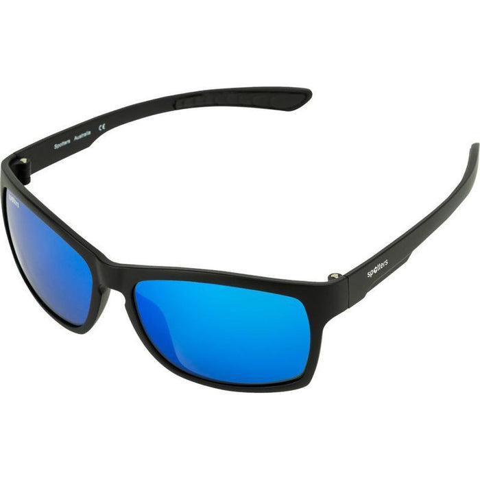 Savage, Matte Black/Blue Mirror Glass Polarised Lenses