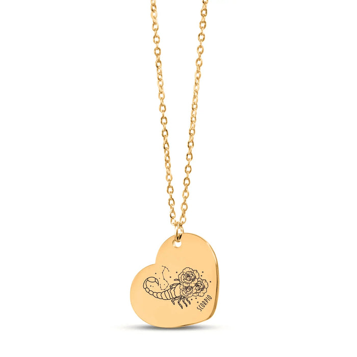 Scorpio Zodiac Sign Heart Necklace - FloofChonk