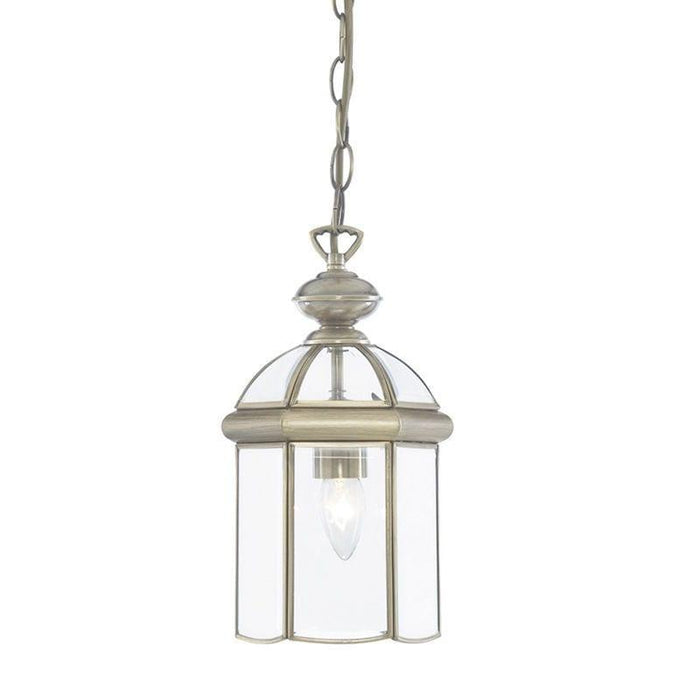 Searchlight Antique Brass Domed Lantern Ceiling Light-Ceiling Pendant Lights-1-Tiffany Lighting Direct