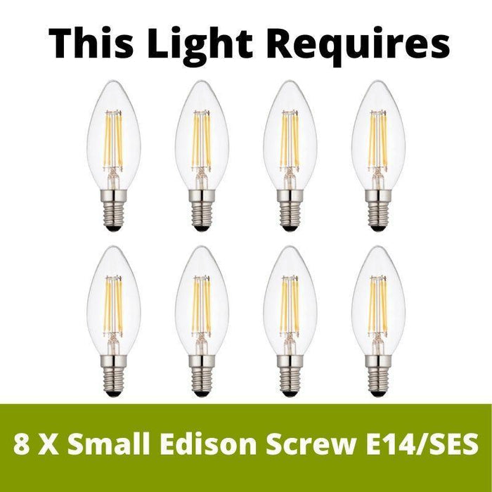 marie therese 8 light grey acrylic chandelier by searchlight lighting, LED Lamp Bulb Guide