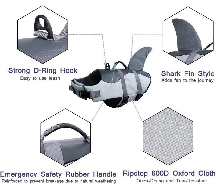 Shark Dog Life Vest & Safety Swimsuit
