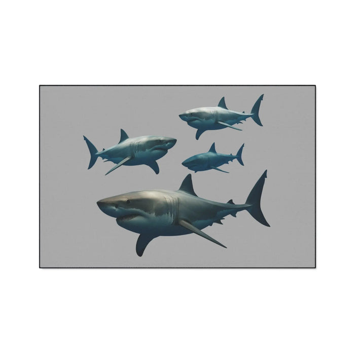 Shark School Heavy - Duty Floor Mat — Durable Ocean Shark Rug for Entryway, Garage, or Bathroom - FloofChonk
