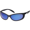 Sleek, Matte Black/Brown Glass Blue Mirror Polarised Lenses
