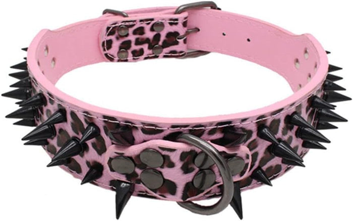 Spiked & Studded Adjustable Genuine Leather Dog Collar