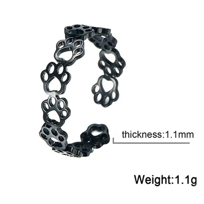 Stainless Steel Black Cat's Paw Ring - FloofChonk