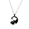 Stainless Steel Ornament Black White Cat Titanium Steel Necklace - FloofChonk