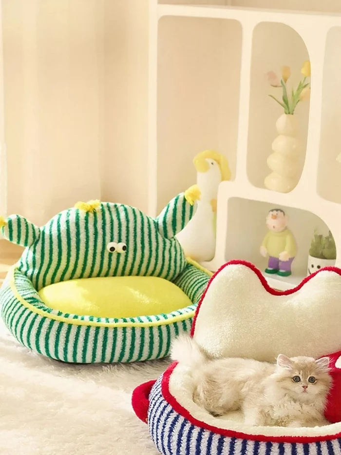 Striped Monster Design Pet Nest - FloofChonk