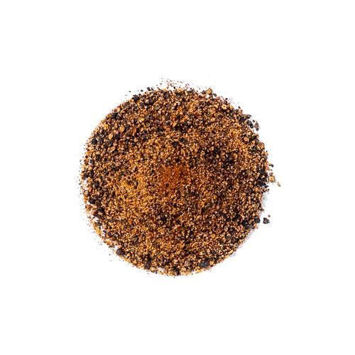 BBQ dry rub seasoning blend, brown and tan granules mixed together