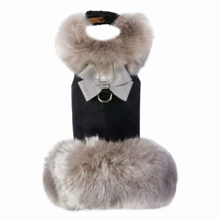 Susan Lanci Designs Platinum Glitzerati Nouveau Bow Silver Fox Fur Coat