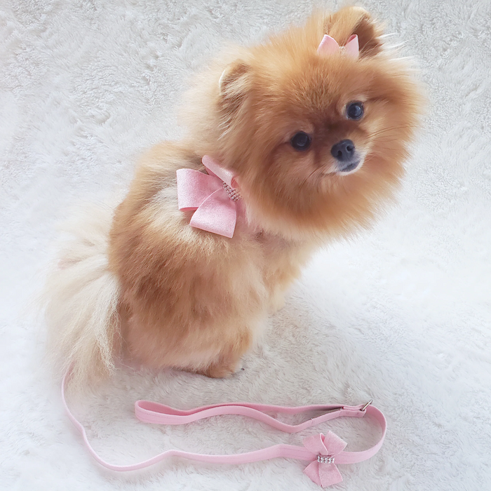 Susan Lanci Designs Puppy Pink Glitzerati Nouveau Bow Step In Harness