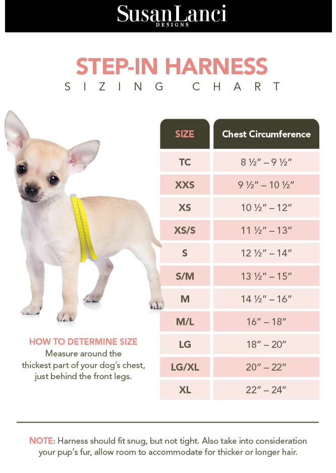 Susan Lanci Designs Puppy Pink Glitzerati Nouveau Bow Step In Harness
