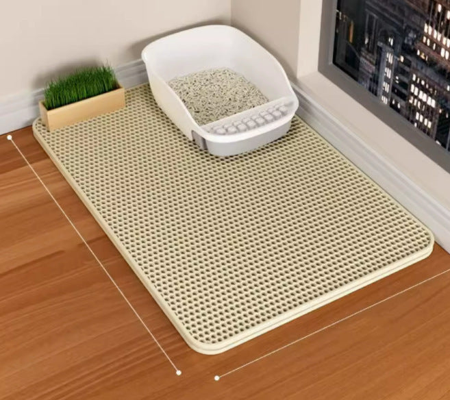 Tapis de litière pour chat double couche en nid d'abeille, grand format, 75 x 58 cm