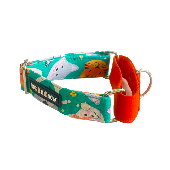Teal Animal Print Martingale Collar (1.5 inch width)
