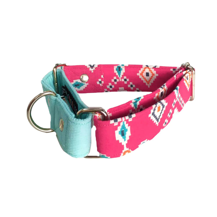 Teal-Pink Aztec Martingale Collar (1.5 inch width)