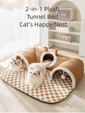Tunnel pour chats d'intérieur avec tapis moelleux, taille L