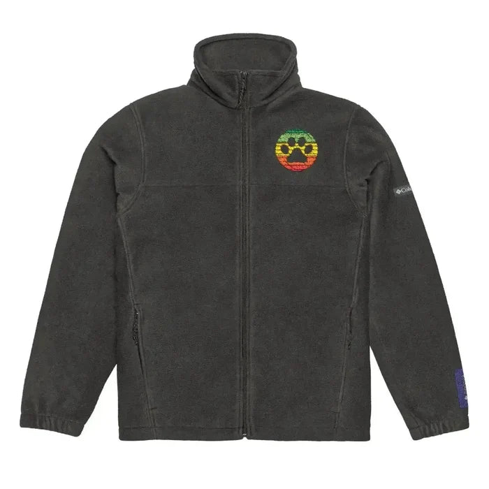 Unisex Columbia Fleece Jacket with Colorful Rainbow Paw Print Embroidery - FloofChonk