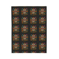 Velveteen Plush Blanket - Dia de los Muertos Skulls and Flowers Halloween Home Decor - FloofChonk