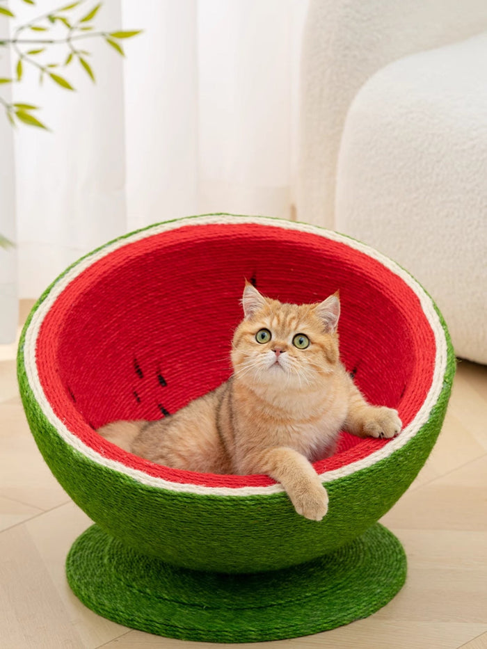 Watermelon Shaped Cat Scratching Post Nest - FloofChonk