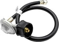 Black propane regulator hose with brass connector and gauge valve for BBQ grill