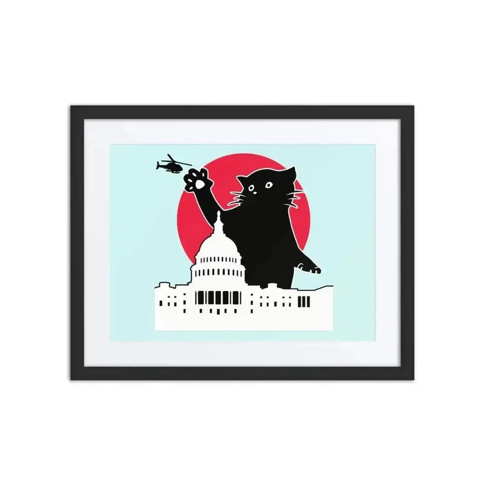 Whitehouse Cat Framed Poster - FloofChonk