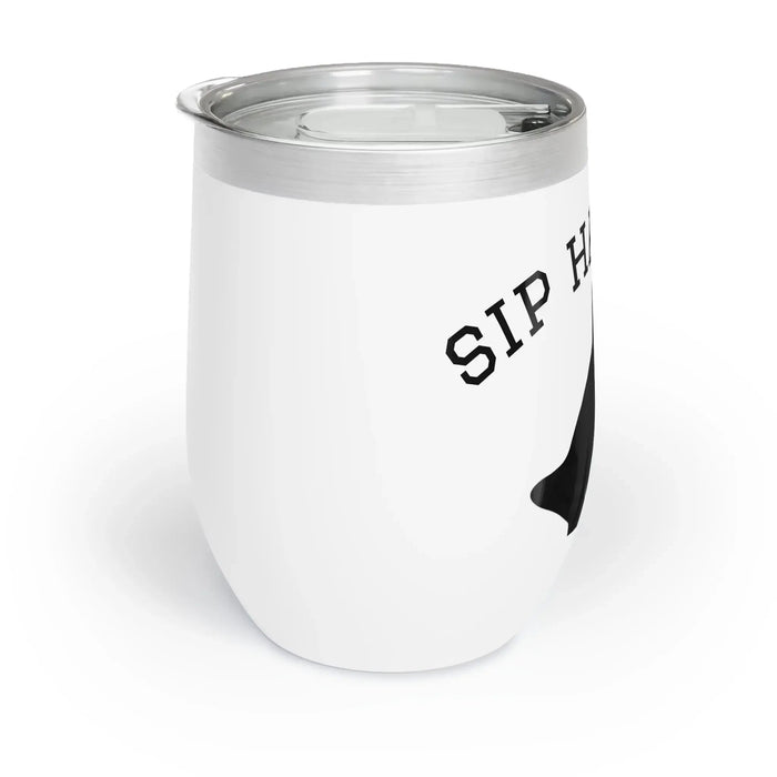 Wine Tumbler, Chic Funny Black Cat Design - FloofChonk
