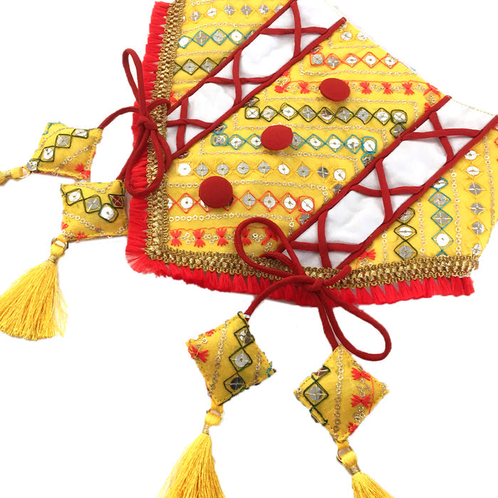 Yellow Embroidery Tie-up Bandana