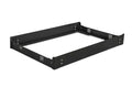 Black steel built-in valance kit with ventilation slots for Yoder Smokers outdoor grill installation